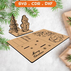 Weihnachtskarte Laser geschnitten Dateien, Weihnachtsbaum Geschenk, Weihnachten Souvenir Karte, CNC Vektor Plan, Modell Muster Datei, CNC geschnitten, DXF SVG Vorlage