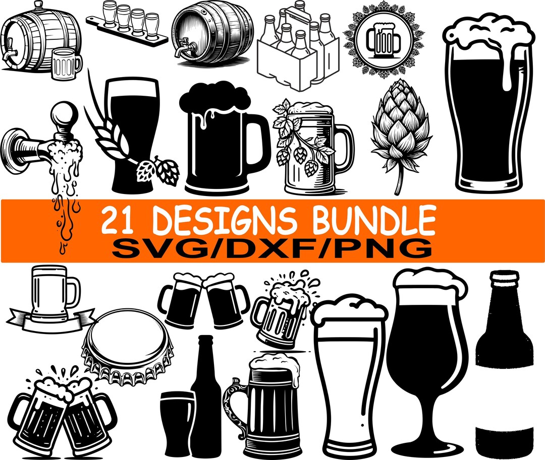 Beer SVG Bundle, 21 Craft Beer Designs, Brewery Clipart, Beer Mug Cut ...