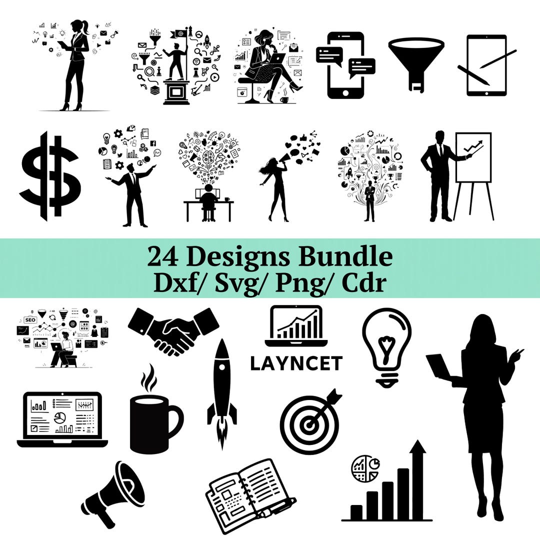 Marketing SVG Bundle 24 Designs, Digital Marketing Svg, Business Icons ...