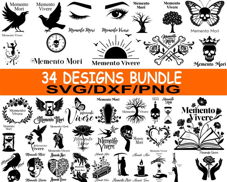 34 Memento Mori Svg Bundle / Memento Vivere Quotes Png / Gothic Skull ...