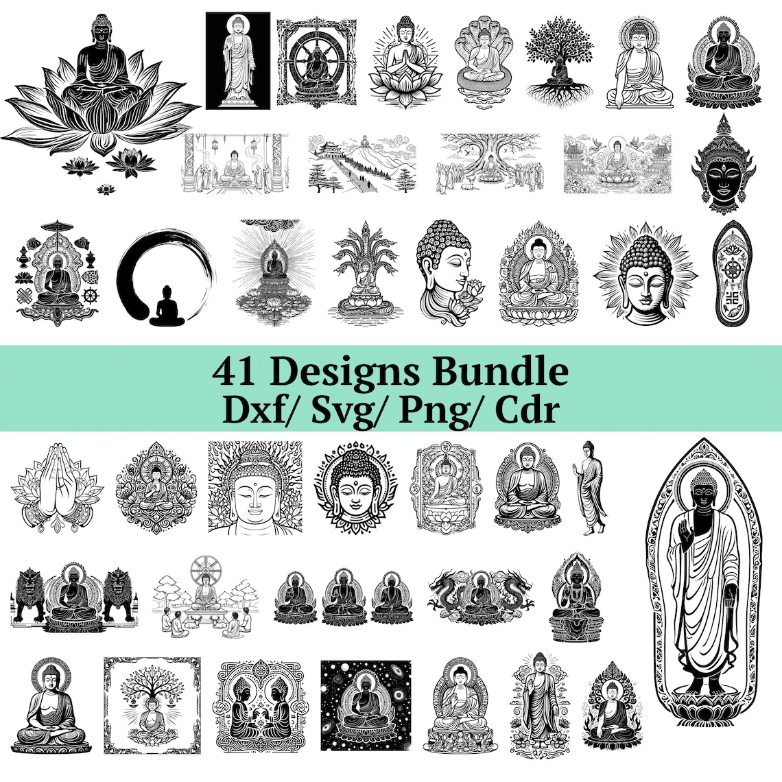 Buddha Svg Bundle, 41 Designs, Zen Meditation Svg, Lotus Spiritual ...