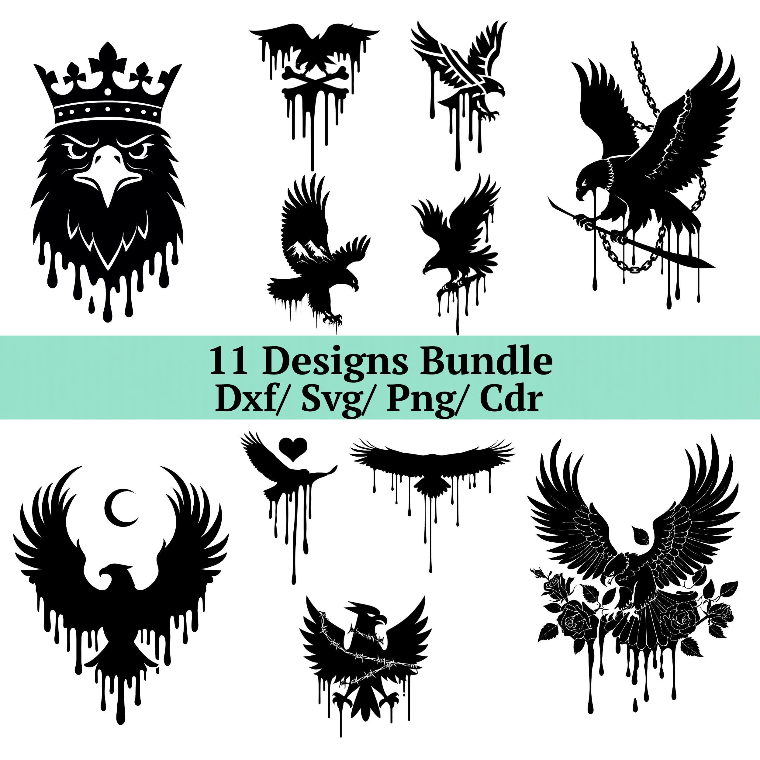 Dripping Eagle Svg Bundle, 11 Patriotic Bird Png, Majestic Hawk Dxf ...