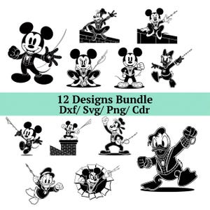 Mickey Spider Mouse Svg, 12 Web Hero Png, Spider Friends Dxf, Retro Superhero and Web Digital Art