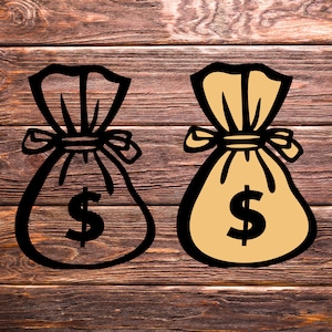 Money Bag Package SVG, Clipart, Cricut, Marked Money Bag, Dollar svg, File di download digitale, Money Bag Silhouette, Money Bag Laser Engraving