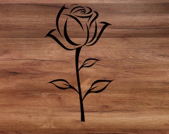 Rose - Instant Digital Download svg, png, dxf,jpg files,Rose silhouette clipart illustration svg,Rose Art svg, Rose SVG,Rose Vector Graphics