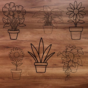 Piante in formato SVG, bundle di piante in formato SVG, piante in vaso in formato SVG, giardinaggio in formato SVG, pianta d'appartamento in formato SVG, file in formato Svg per cricut, file di taglio, file DXF per laser, png