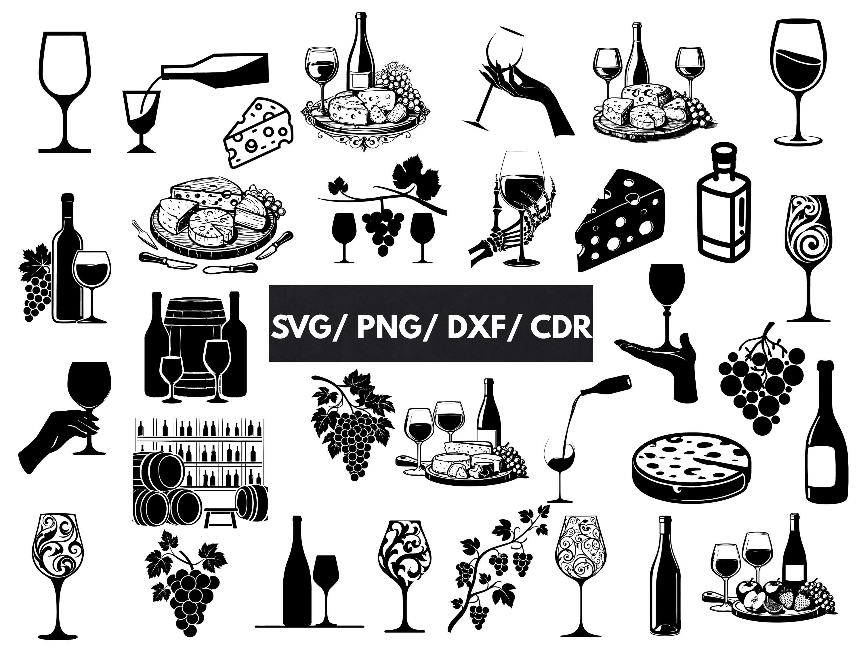 Wine and Cheese Svg / Wine Dxf Files / Vineyard Png / Winery Bundle Cdr ...