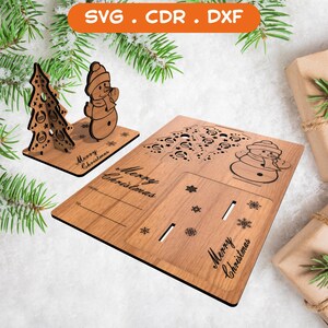 Weihnachtskarte Laser geschnitten Dateien, Weihnachtsbaum Geschenk, Weihnachten Souvenir Karte, CNC Vektor Plan, Modell Muster Datei, CNC geschnitten, DXF SVG Vorlage
