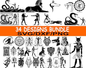 34 Ancient Egypt Anubis Svg Bundle / Jackal God Warrior Png / Pharaoh Symbol Dxf / Mythology Clipart / Instant Download