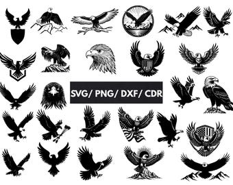 Eagles SVG Bundle | Eagle Clipart | Eagle Silhouette PNG | Eagle Head ...
