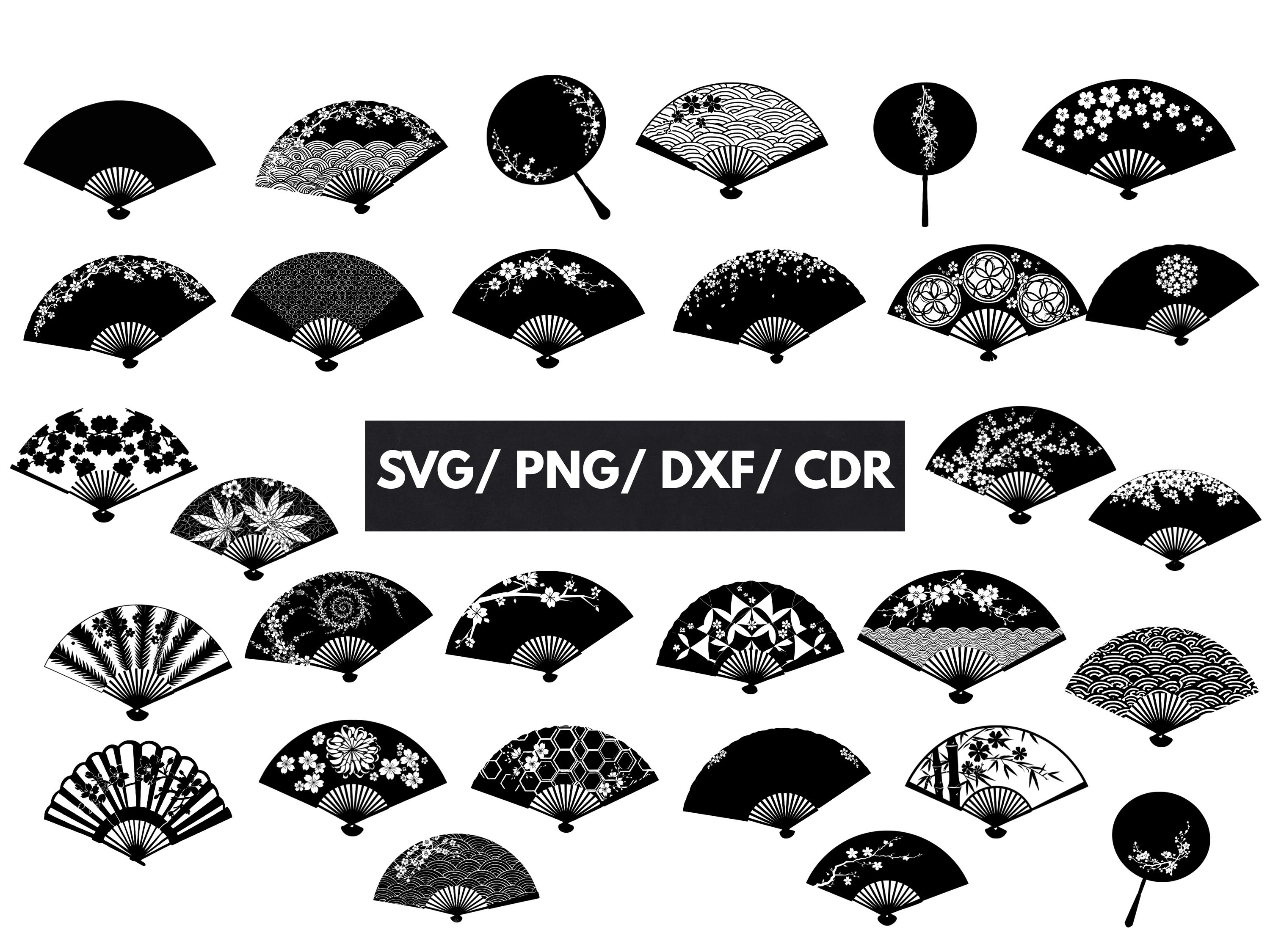 Handheld Fan SVG Bundle, Japanese Fan Clipart (Digital Download)