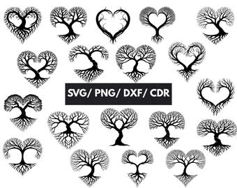 Tree of Life SVG Bundle: Family Tree Roots, Heart Designs (Digital Download)