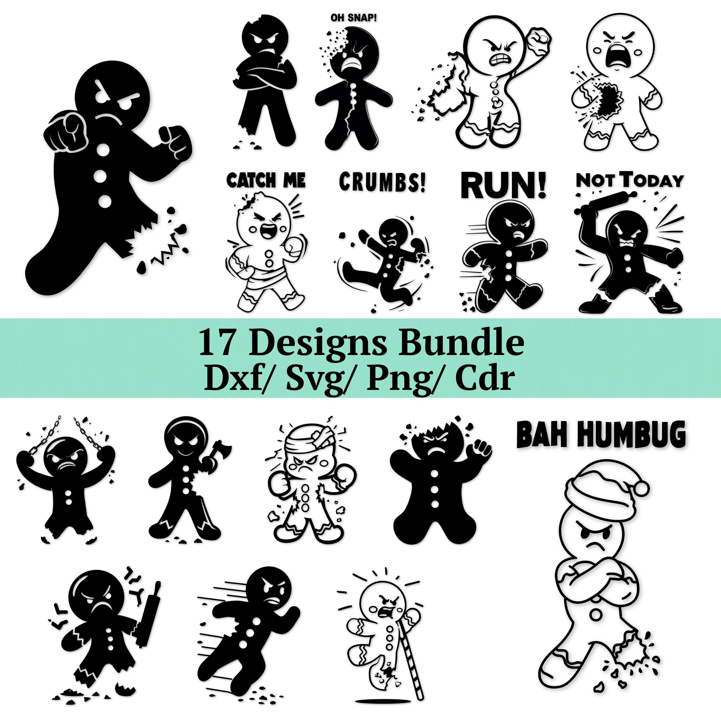 Angry Gingerbread Man SVG Bundle, 17 Broken Cookie PNG, Run Crumbs Oh ...
