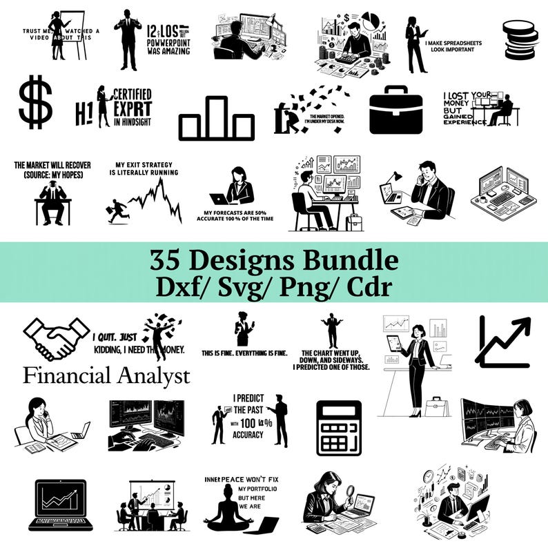 Financial Analyst SVG Bundle 35 Designs, Funny Finance Quotes Svg ...