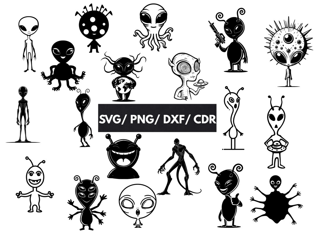 Alien Avg Bundle, Ufo Svg for Cricut, Alien Vector, Alien Head Svg ...