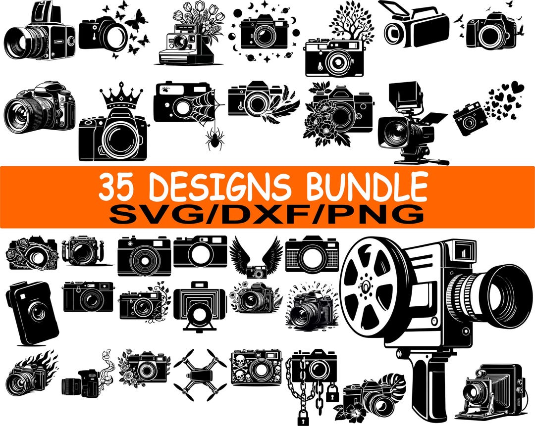 35 Vintage Camera Svg Bundle / Retro Photo Camera Png / Video Film ...