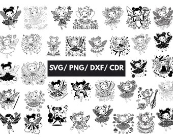35 Fairy SVG Design, Svg Bundle, Magical Fantasy Art, Cutting Laser Engraving Files, Fairy Cricut, Fairy Clipart, Instant Download