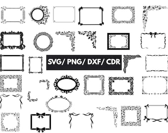 Classic Frames Svg Bundle, Labels Svg Png, Label Borders Svg, Decorative Frames, Label Frames Clipart, Cricut, Instant Download, Banners Svg