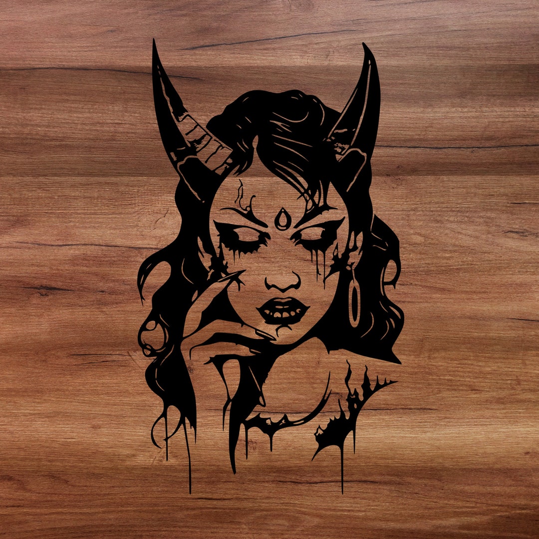 Demon Girl SVG. Fantasy Dxf. Horns Devilish Svg. Halloween. Gothic ...