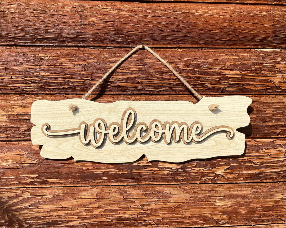 Rustic Wooden Welcome Sign, Hanging Wooden Sign for Entryway Decor ...