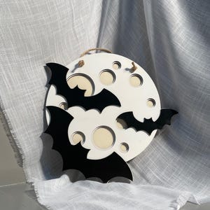Full Moon Bat Wall Art – Gothic and Whimsigoth Decor – Witchy Dark Academia Wall Hanging – Goth Home Decor – Horror and Moon Gift Idea