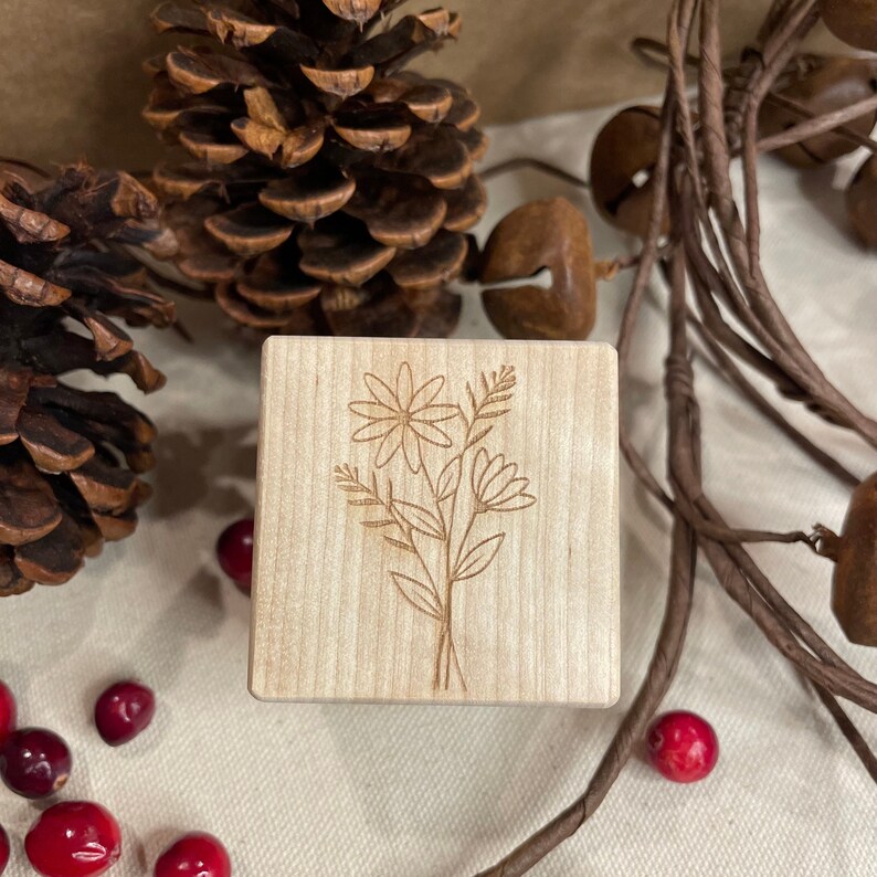 Personalized Baby Wooden Block Ornament, Floral Baby Block, Baby Shower