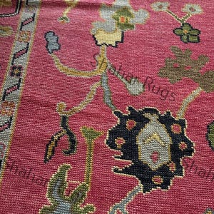 Exquisiter Rosa Oushak Stil Handgeknüpfter Teppich 4x6, 5x8, 6x9, 8x10, 9x12, 10 x 14 ft Handgefertigte Teppiche für Wohnzimmer - Antiker Zeitgenössischer Teppich.