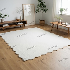 8x10 scalloped rug, modern rug, handmade rug, contemporary rugs, living room rug, bedroom rug, kids&#39; rug, 8x10, 5x7, 6x9, 7x10, 9x12