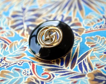 Vintage Gucci GG Black Interlock Buttons. 23 mm/0.9 in
