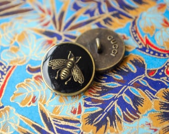Vintage Gucci Bee Black Stumped Button. 18 mm