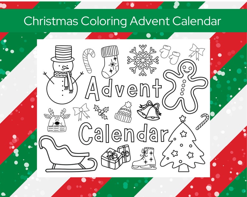 Christmas Coloring Advent Calendar Kids Christmas Coloring/activity