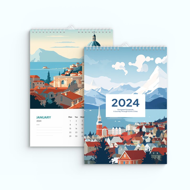 Wall Calendar 2024 City Travel Calendar Europe Edition Travel Hanging
