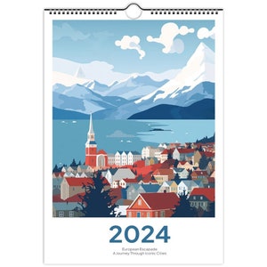 2024 Wall Calendar - World City Travel Calendar - European Cities Calendar