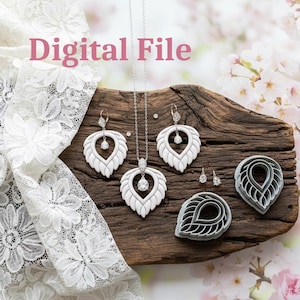 Bridal Leaf Polymer Clay Cutter, Chic Embossed STL, 4 Sizes Digital 3D Print
