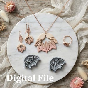 Hanging Leaves Chic Polymer Clay Cutter | Mirror | Leaves | Droop | Digital STL File | 5 Sizes