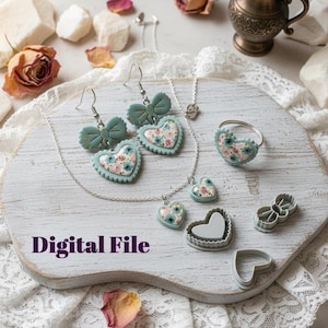 Emporte-pièce en forme de coeurs festonnés avec nœud et lunette – Fichier numérique STL