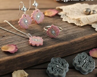 Cortadores de arcilla con estampado floral abstracto (archivo STL digital)