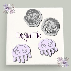 Octopusspiegeloorbel polymeerkleivorm STL | Op de oceaan geïnspireerd digitaal bestand | 3D-geprint kleigereedschap voor koppotigen | Mariene sieraden maken