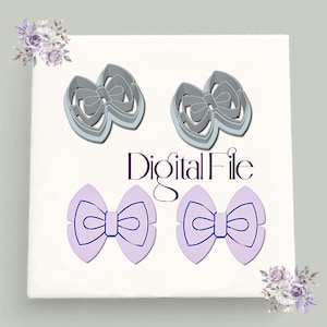Small Bow Earrings Cutter STL • Polymer Clay Digital File • Cute Clay Bow Shape • 3D Printed Jewelry Tool • Instant Download for Crafters