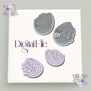 Floral Teardrop Mirror Cutter STL – Digital Polymer Clay Cutter File for Earrings, 3D Printable Jewelry Making Tools-4 size