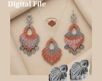 Art Deco Polymer Clay Cutter, Embossed Earring STL, Digital 3D Printable Download