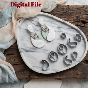 Modern Double Polymer Clay Cutter, Geometric Earring STL, 4 Sizes Digital 3D Print