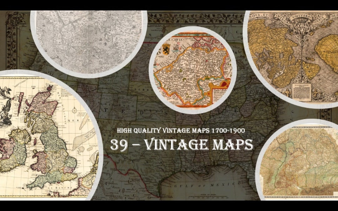 39 UNIQUE VINTAGE MAPS Printable Digital Art. - Etsy