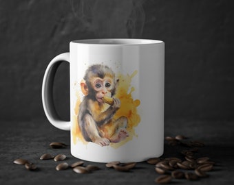 White ceramic mug (0.33L) baby monkey