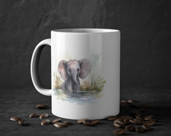 White ceramic cup (0.33L) baby elephant