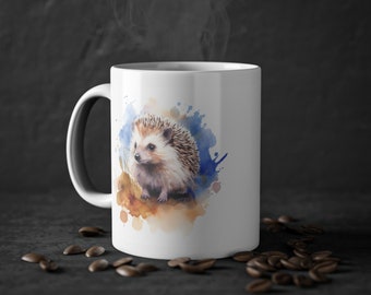 White ceramic mug (0.33L) hedgehog
