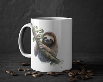 White Ceramic Mug (0.33L) Sloth