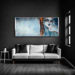 Colorful Woman Face Art Print: Figurative Painting on Canvas