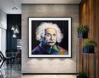 Lienzo impreso de Albert Einstein, arte mural de ciencia moderna