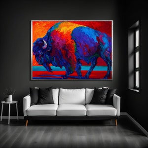 Colorful Bull Canvas Art: Modern Animal Wall Decor
